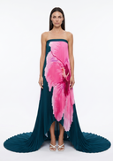 Pleated Printed Tube Floor Length Dress