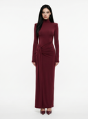 Turtleneck Long Sleeve Tie Waist Maxi Dress