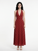 Polka Dot Halter Neck Maxi Dress