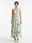 Floral Print Halter Neck Maxi Dress