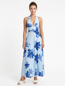 Floral Print Halter Neck Maxi Dress