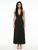 Polka Dot Halter Neck Maxi Dress
