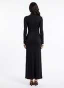 Turtleneck Long Sleeve Tie Waist Maxi Dress